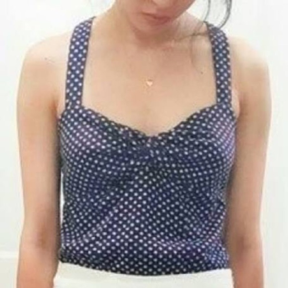 Postalmark Anthro Twist Knot Polka Dot Tank Too size Small